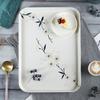 Snack Tray Floral Design Heat Resistant Display Melamine Cherry Blossom Pattern Dining Table Coffee Cup Plate for Kitchen