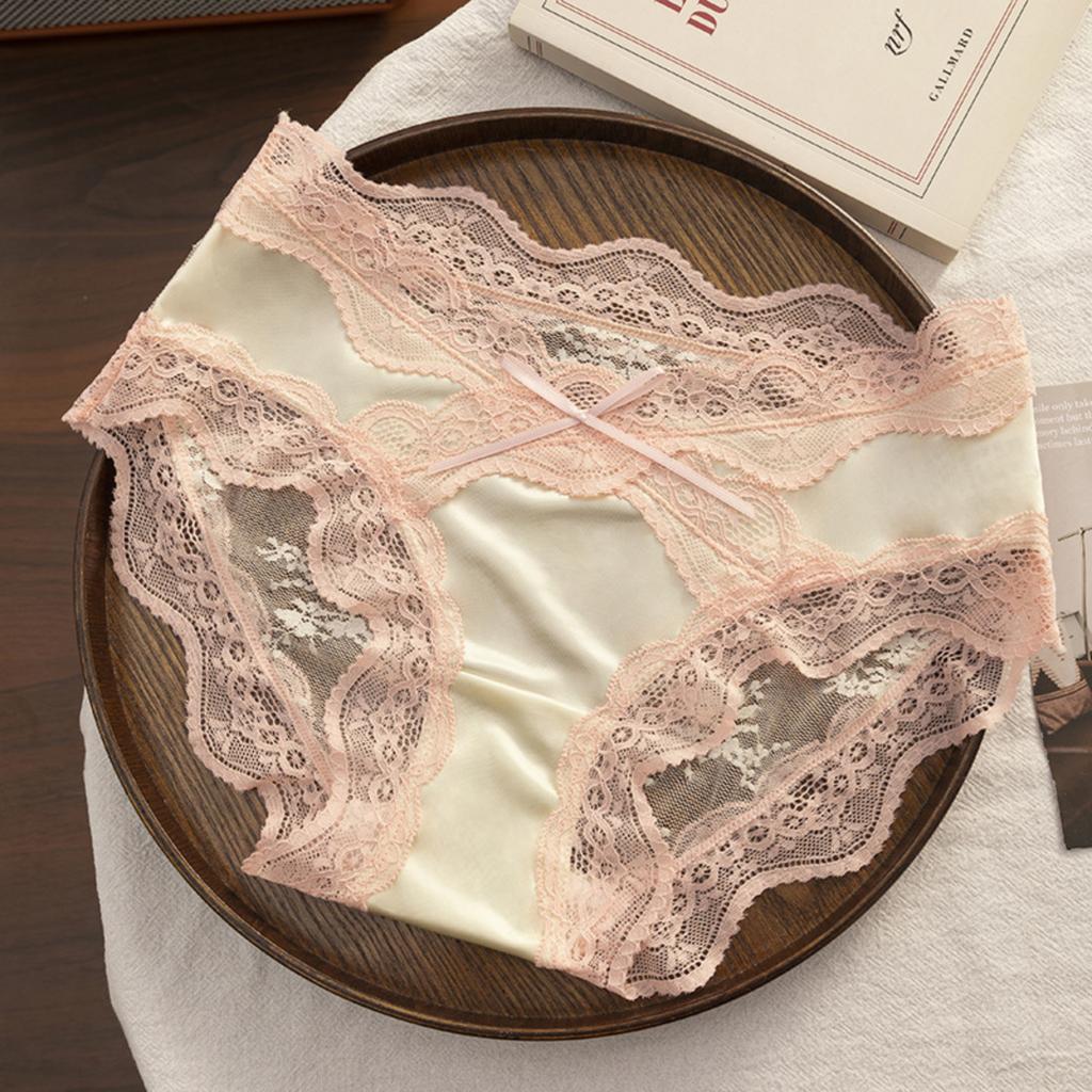 Men's Fashion Mesh Ice Silk Briefs Low- Erotic Breathable Sexy Korean Plus Size Briefs For MenFrench-Style Purely Lace Panties For Women C