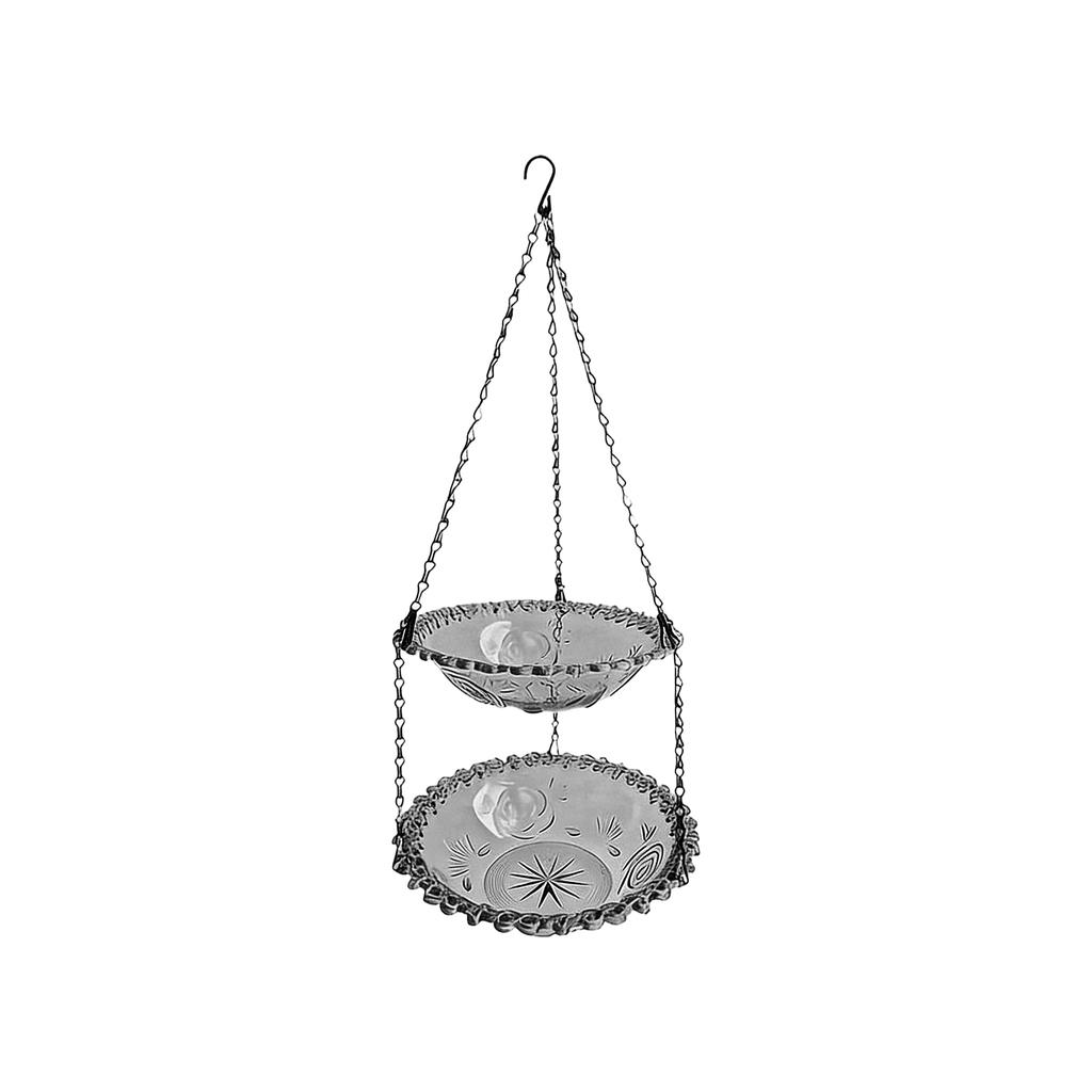 Hängender 2-stufiger Vogelfutterspender & Vogelbad, Dekoration für den Garten für Wildvögel, Vogeltränke für Hinterhof, Terrasse, Balkon
