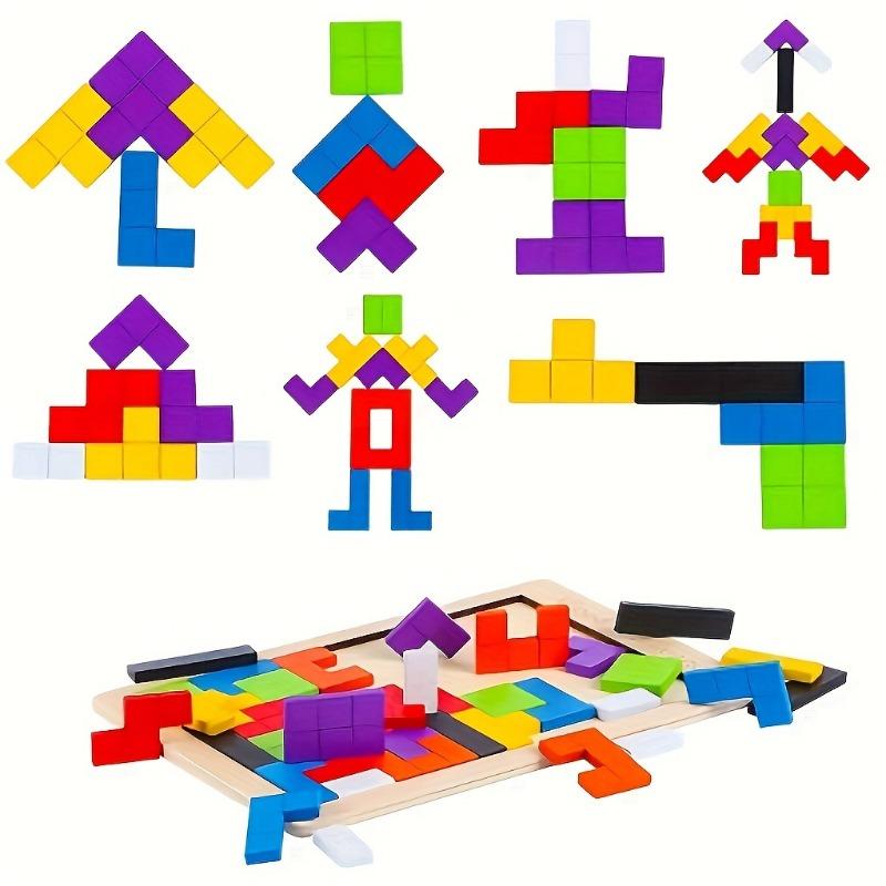 Wooden Tetris Puzzle for Kids Educational Tangram Toy
