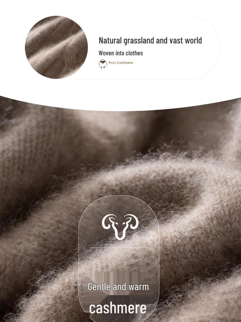 Three-Strand Thickened Women's Cashmere High Neck Cable Knit Sweater