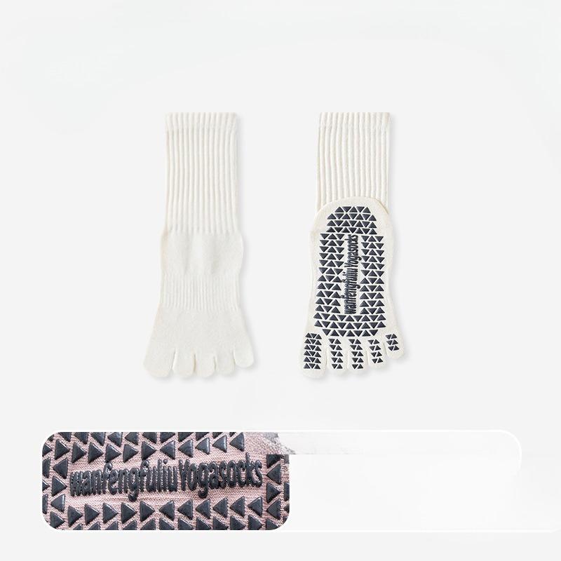 

Female Spring and Autumn Professional Pilates Fitness Exercise Yoga Non Slip Five Finger Tube Socks 1 pair молочный белый