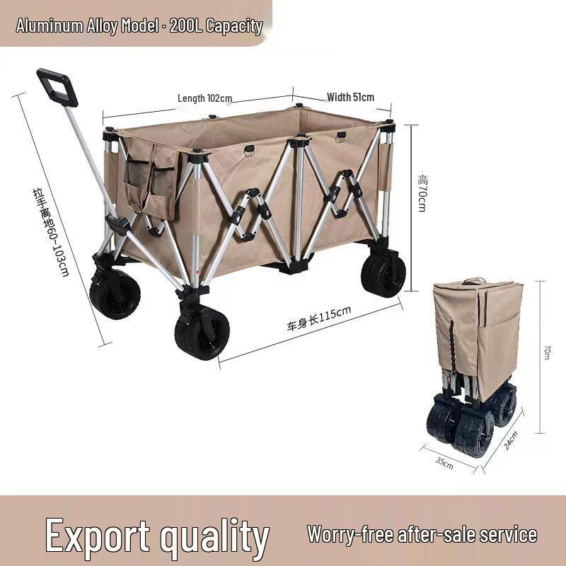 Foldable Aluminum Camping Cart: Large Capacity Outdoor Trailer for Street Vendors and Home Use