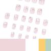 24 Pcs Short Square Press On Nail Flowers False Nail Sweet Acrylic Nail Glossy Full Cover Stick On Nail for Woman
