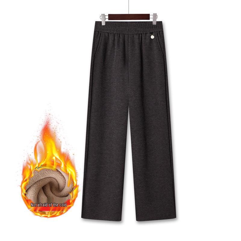 

Women s Winter Fleece-Lined Elastic Waist Slim Straight Pants 6XL (165-180 kg)