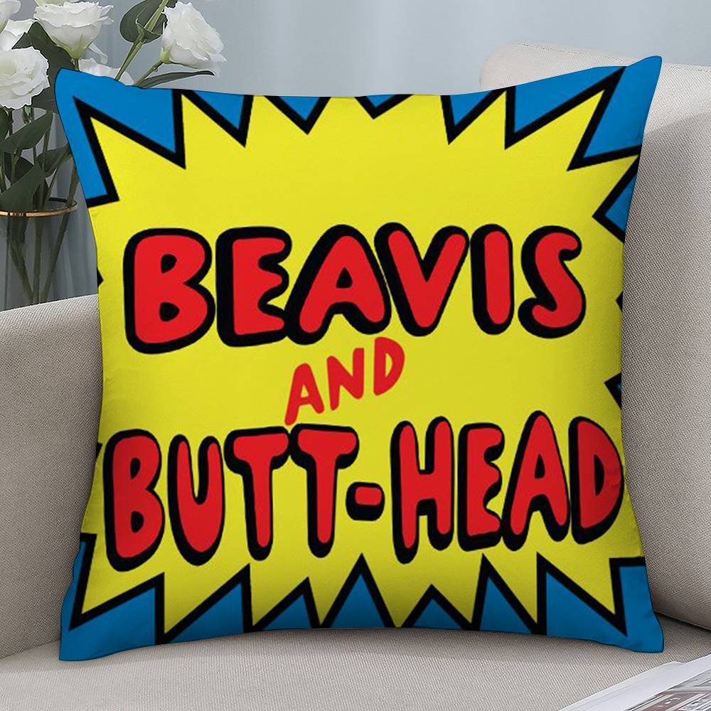 Funny B-Beavis and BUTT-HEAD Pillow Case Short Plush Double-sided Print Square Throw Pillow Covers Sofa Home Cushion Decor