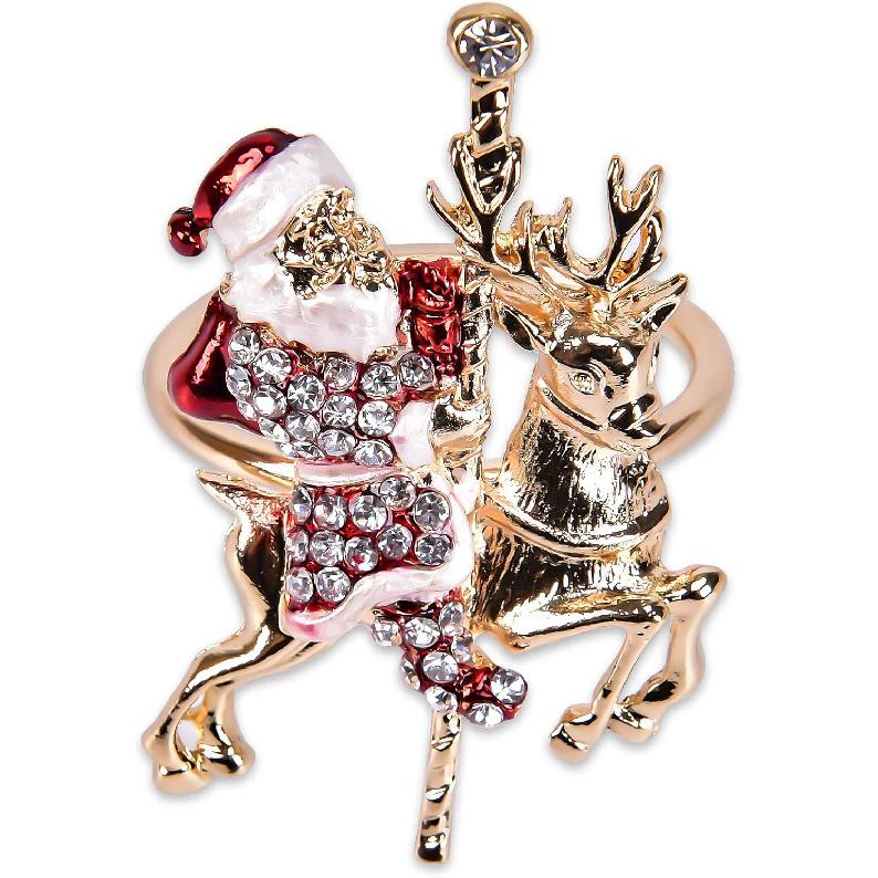 Christmas Santa Claus Napkin Rings Set of 8, Xmas Napkin Rings for Dining Table Setting, Dinner Tables Rings for Weddings, Family, Christmas,