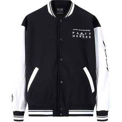Anta Jaqueta de Beisebol Confortável Casual Simples com Estampa de Letras Solta Jaquetas Masculinas Preto Básico Branco Puro 152441610-2
