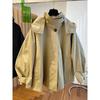 American Vintage Long Sleeve Hooded Trench Women Casual Wide-Waisted Zipper Utility Style Coat Button Patchwork 2025 Autumn
