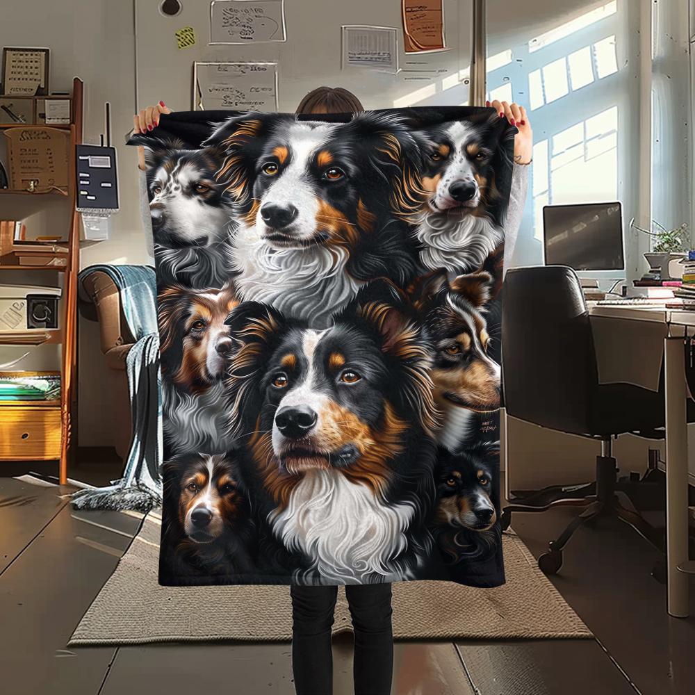 1Pc Bernese Dog Print Flannel Blanket, High Quality Comfortable for All Seasons, Home Decor, Warmth and Comfort, Perfect for Christmas Gifts