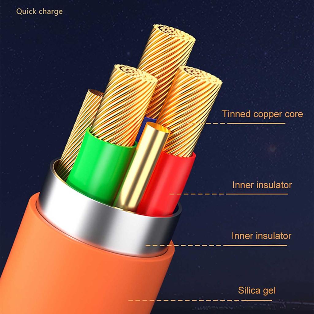 3 In 1 Fast Charging Cable 6A 120W Metal Liquid Silicone Type-C Micro-USB Data Charger Cable 1.2M Line For I-Phone Android