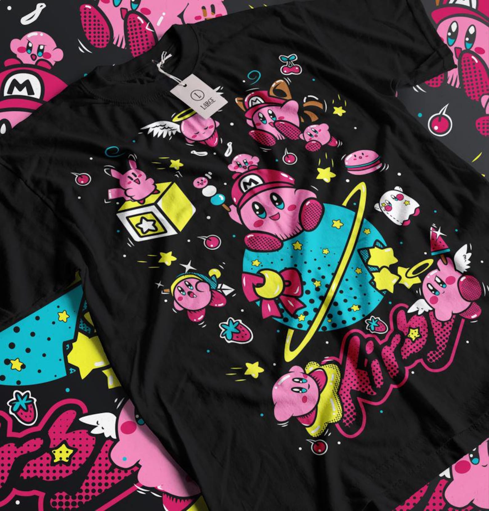 Kirby Face Classic Retro Gaming Halloween Premium Unisex T-shirt S