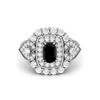 6X4MM Cushion Black Spinel Gemstone 925 Sterling Silver Solitaire Halo Women Engagement Ring