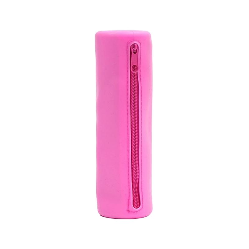 Cylindrical Pen Storage Bag Waterproof Silicone Pencil Case Large Compartment Zippered Pencil Pouches For Student