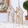 Reusable Festive Home Decor Wooden Christmas House Snowman/Reindeer Hanging Ornament, DIY Xmas Pendant with Nordic Style Tree Pendants Hemp