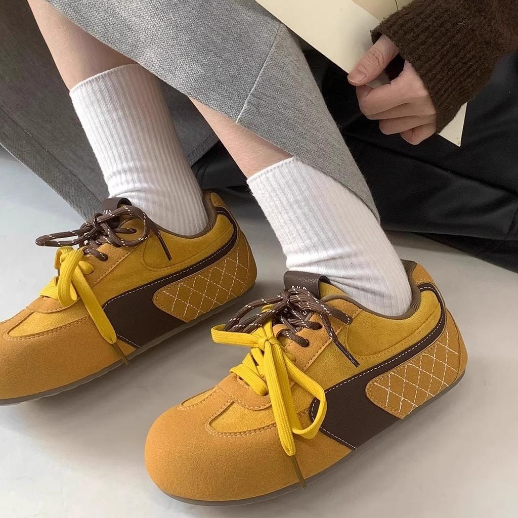 Super Soft Waxy Big Head Casual Shoes Women's 2025 Spring New Design Sense Versatile Soft Sole Women's Shoes Mango Head Sports Shoes