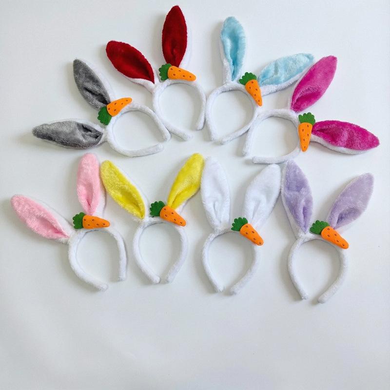 Neue Osterhasenohr-Haarbänder Plüsch-Hasenohren Karotten-Haarband Party Cosplay Kostüm Kopfschmuck Gesichtswasch-Haar-Accessoires Geschenk