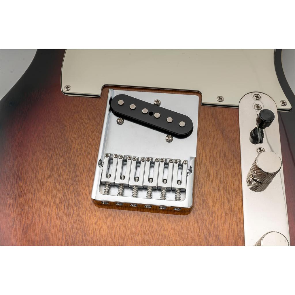 Musiclily Telecaster Guitar Bridge 10.8mm Brass 6-Way Saddle String-Through Body Chrome