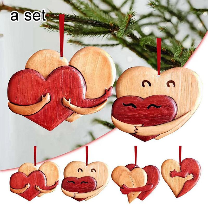 1/4 Pcs Valentine's Day Love Pendant Acrylic 2D Heart-shaped Hanging Decoration Backpack Car Romantic Decor Love Crafts Gift