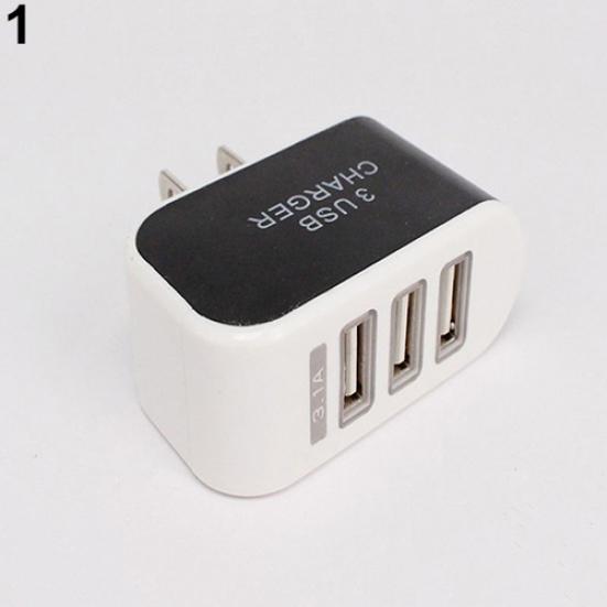 

Triple USB Ports Travel Charger for Phone Tablet 3 Ports Power Charger Adapter чорний