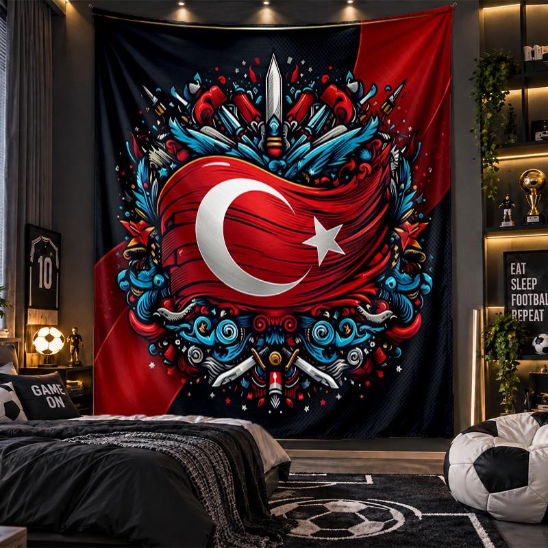 Wandtapijt Kalkoen Voetbal Print Stof voor Woonkamer Slaapkamer Huisdecoratie