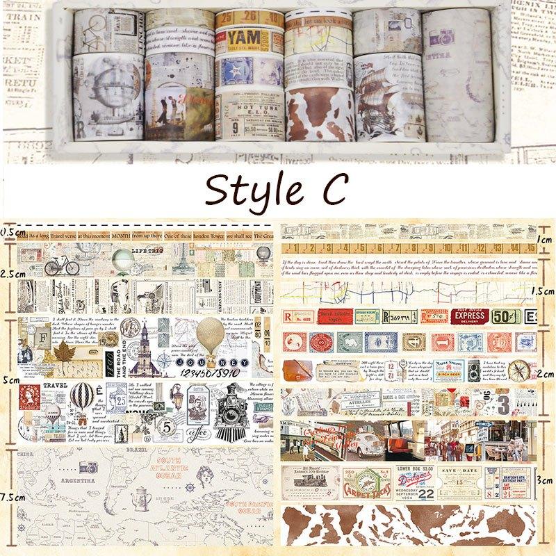 

18 рулонів старовинних стрічок васі. Набір старовинних грибних рослин, штампів, ретро-маскувань, придатних для запису, декоративних стрічок для скрапбукінгу. C