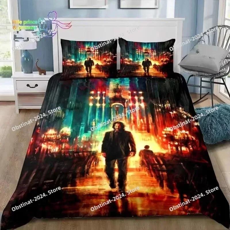 Thriller Film John Wick Bedding Set Print single Comforter Quilt Bed Cover Duvet Cover Pillow Case 3 Pieces Sets Kids Adult Size