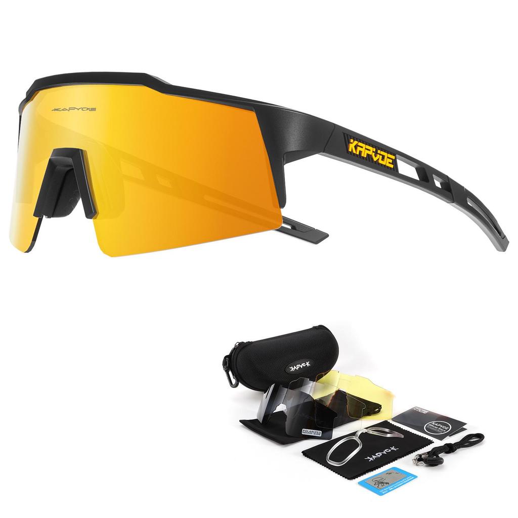 Kapvoe Polarized Cycling Sunglasses Windproof Mountain Bike Sports Glasses