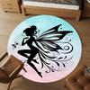 1pc Fairy Wings Round Chair Mat Office Area Rug - Non-Slip, Floor Mat for Office, Bedroom, and Indoor Decor P127153
