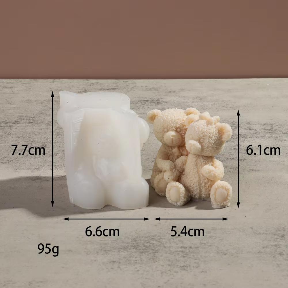 DIY New Cartoon Bear Candle Silicone Mold Bear Dad Bear Mom Aromatherapy Gypsum Pendant Cake Baking Tool Birthday Party Gift