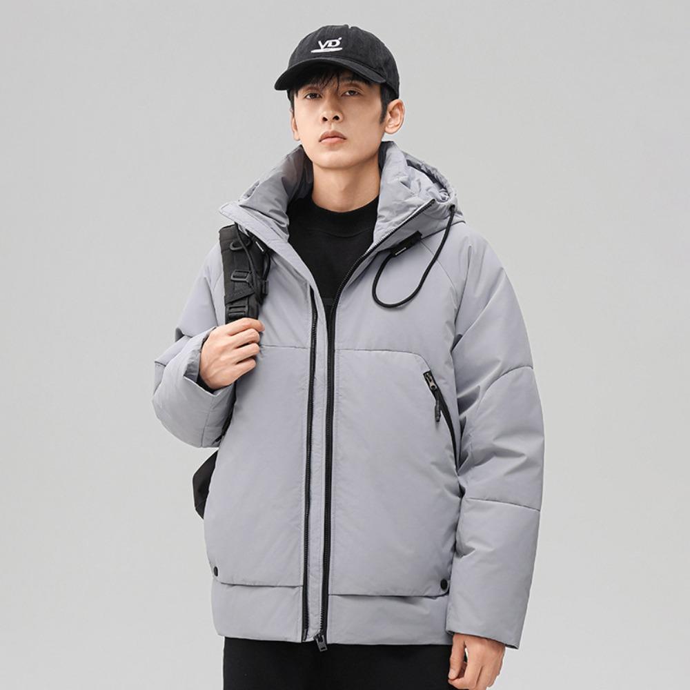 Down jacket men's new winter thickened warm white duck down trendy brand youth loose hooded bread jacket men's coat