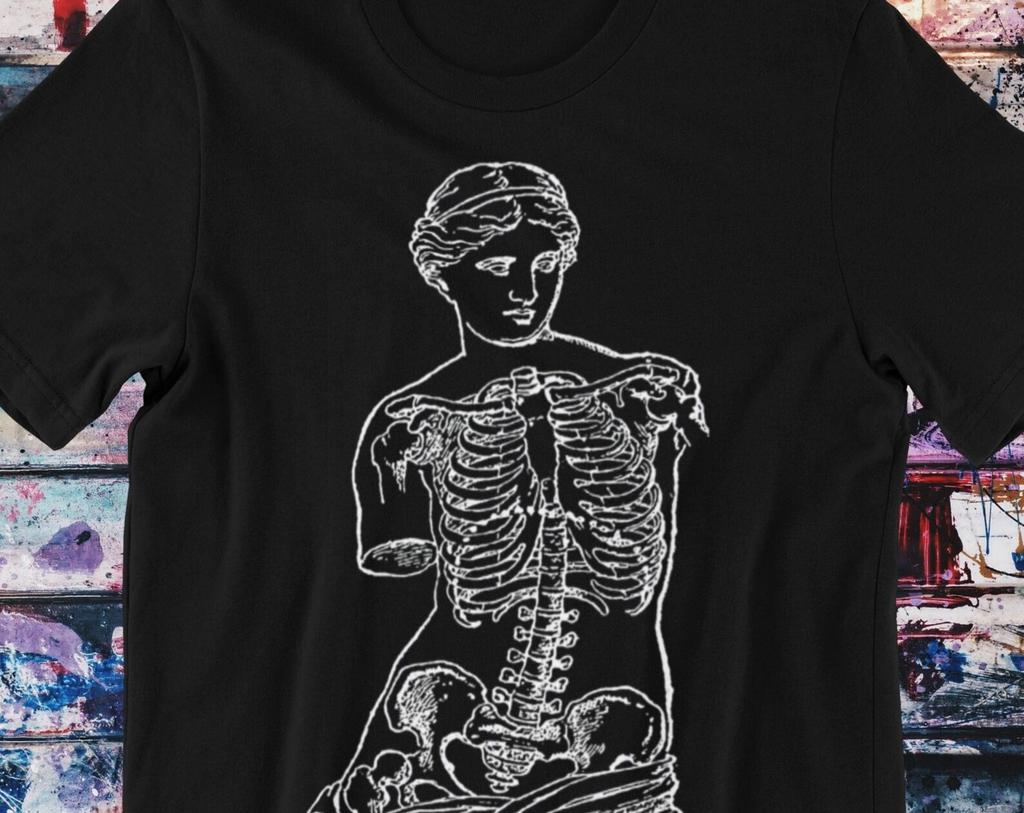 Punk T-Shirt | Goth Shirt | Anatomical Venus Tee | Gothic Skeleton Artwork | Unisex Comfortable Top | Bold Fashion | Dark Aesthetic Tee