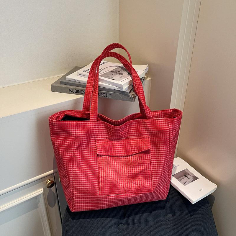 

Simple solid color large-capacity tote bag female students commute to class shoulder versatile Oxford cloth bag