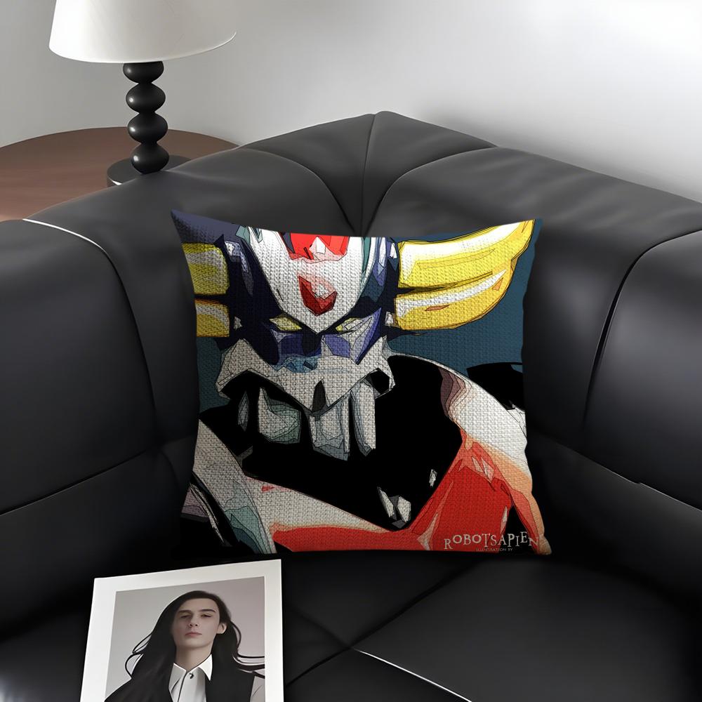 G-Goldorak Anime Cool Cushion Cover Natural Linen Organic Fabric Double-Sided Printing Sofa Home Decor Gift Pillow Case