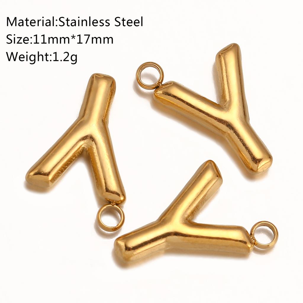 3Pcs Initial Charms 3D Stainless Steel English Letter Pendant 18K Gold Color PVD Plated Bubble Alphabet Charm DIY Jewelry Making