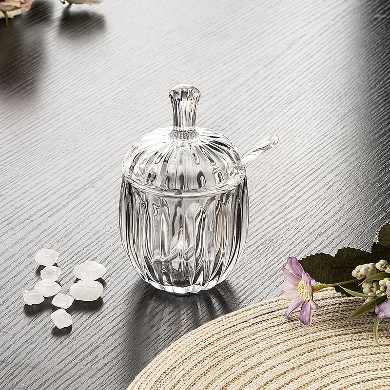 Kitchen Seasoning Jar with Lid Moisture-proof and Ash-proof Crystal Glass Storage Jar Storage Box Salt Jar Seasoning Box