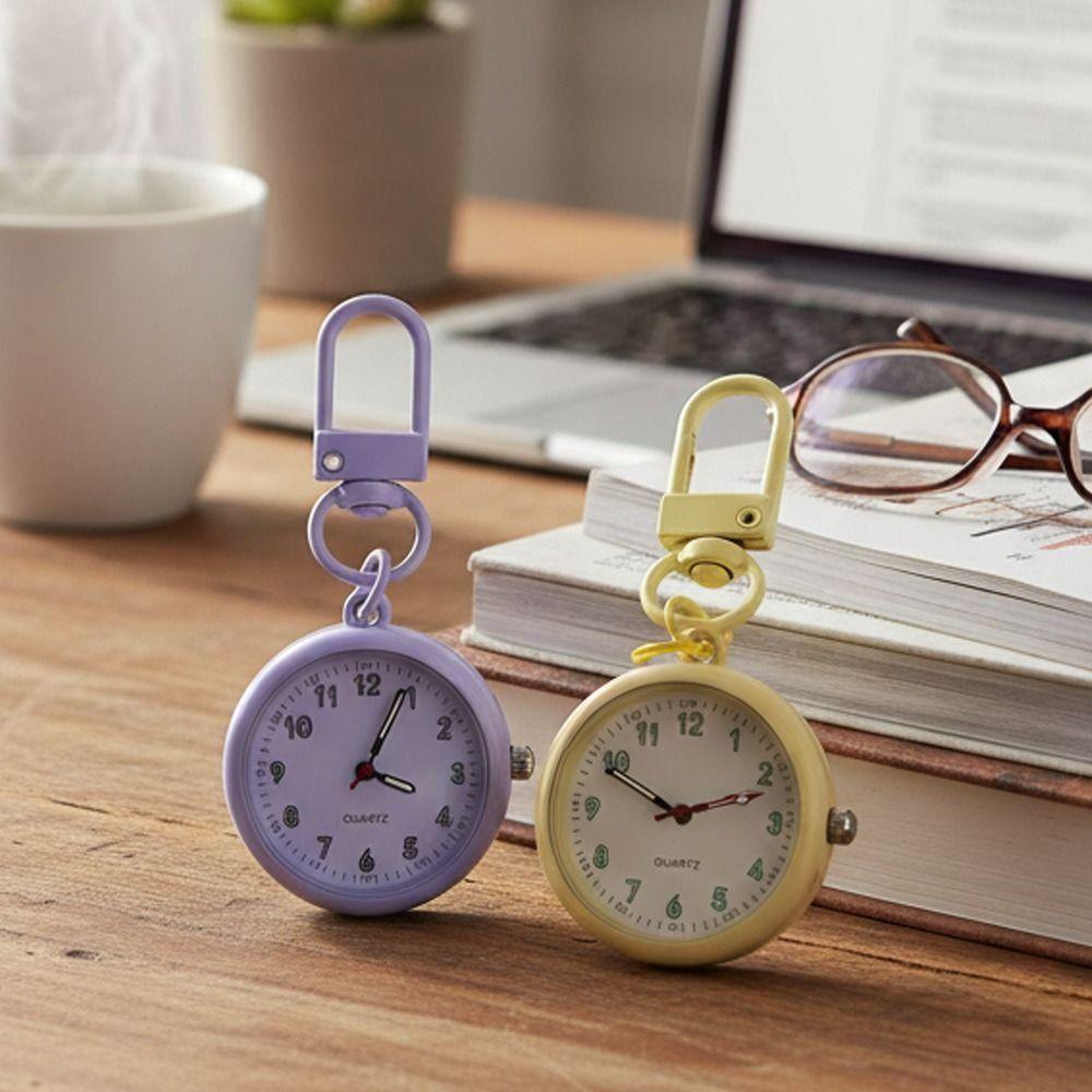 Metal Keychain Pocket Watch Easy Reading Minimalist Nurse Watch Key Chain Fob Clock Hospital Shift