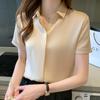 "Women's 2025 Spring Satin Shirt: Solid Color, Loose Fit, Trendy Korean Style"