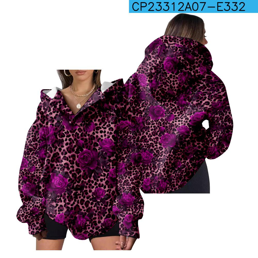 European and American Style Women's Hooded Sweatshirt - Casual, Loose Fit 3D Print for Autumn and Winter