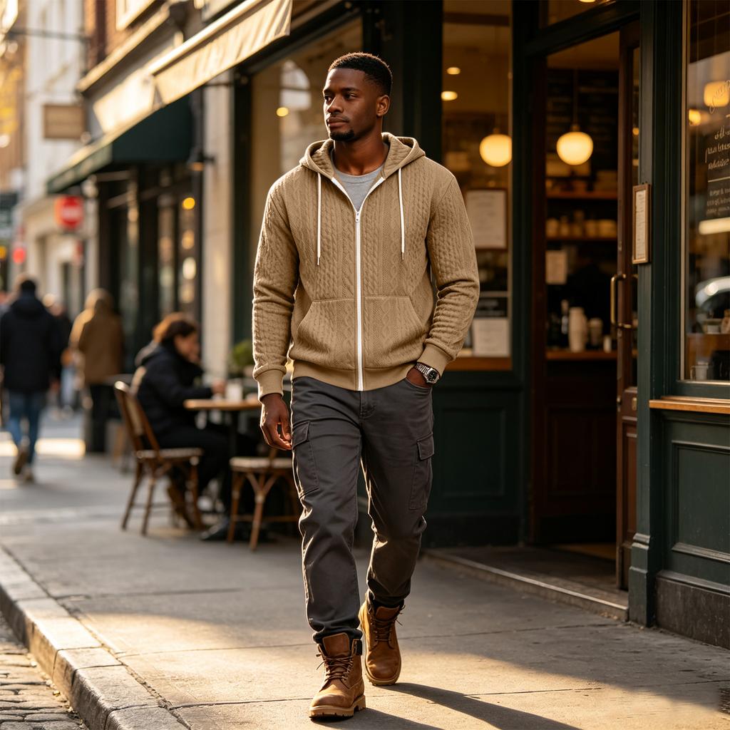 Men's Long Sleeve Hoodie Zip Up Sweatshirt for Fall Winter