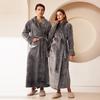 Plus Size Men's Autumn Winter Thicken Warm Flannel Robe Couple's Long Lace Up Bathrobe with Pockets
