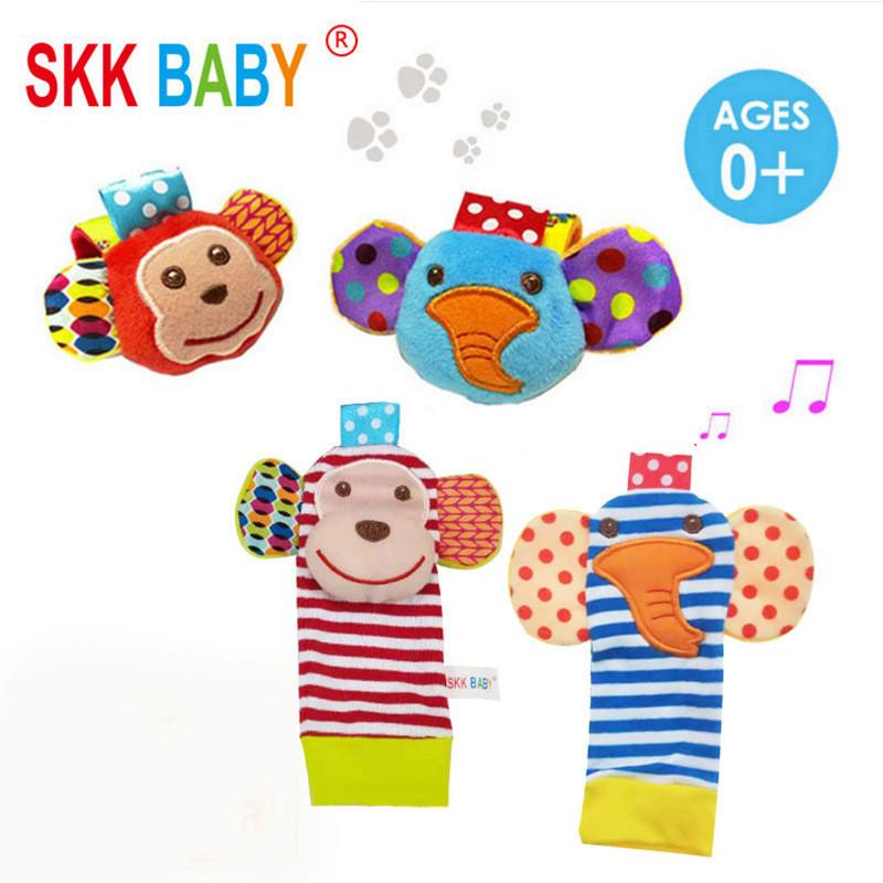 Baby Elephant Monkey Wrist Rattle Toy With Soft Fabric Material For Early Education And Sensory Development