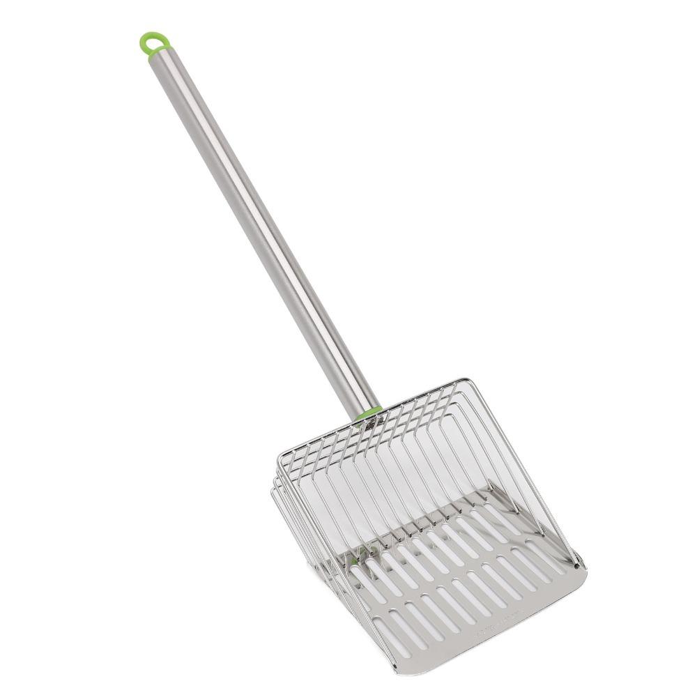 Long Handle Chicken Poop Scooper Stainless Steel Slat Scoop Portable Litter Scoop Pet Cleaning