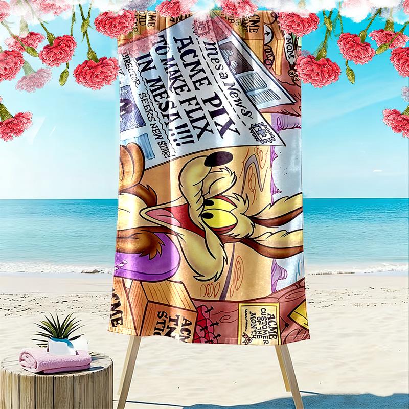 Looney Tunes Print Beach Towel, Large Soft Quick Dry Towel for Beach Camping Swimming