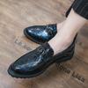 Large Size Spring and Autumn Men's Embossed Leather Shoes Thick Sole Shiny Casual Thick Heel Patent Leather One-step Lazy Shoes