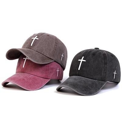 Unisex Cross Embroidery Wash Baseball Caps Spring And Autumn Outdoor Adjustable Casual Hats Sunscreen Hat Sports Cap