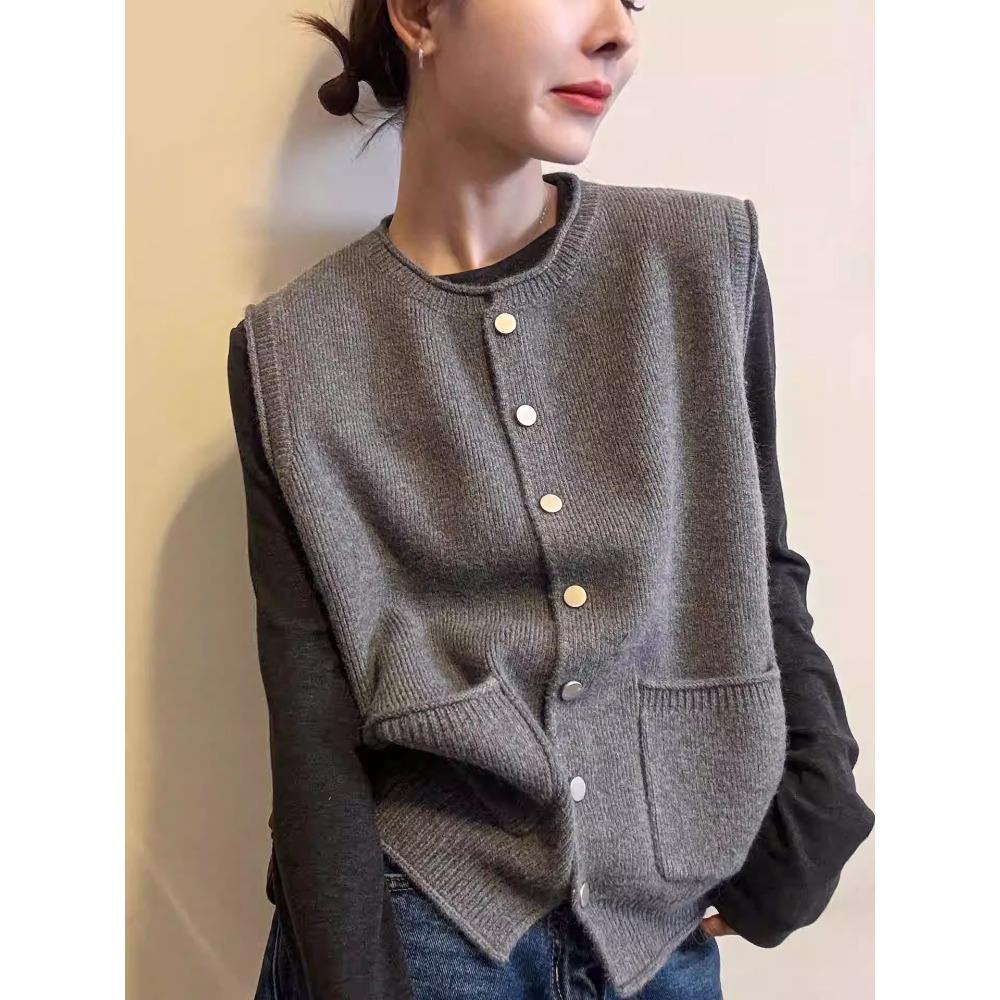 2026 Autumn Winter New Women Sweater Pullover Lady Tops Knitting Fashion Vest Tank Sleeveless Shirt Loose Casual Solid