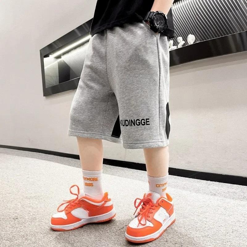 Kids Boys Casual Shorts School Pants Elastic Waist Letter Print Clothing Black Grey Running Shorts