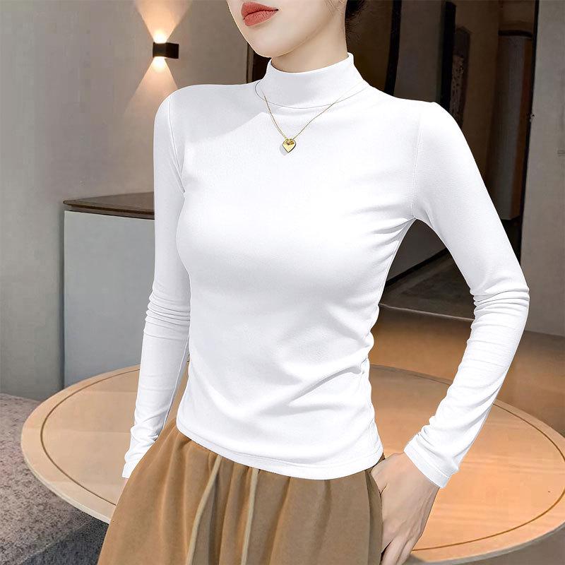 Women's High Neck Long Sleeve T-Shirt - 2025 Autumn/Winter Collection, Black Base Layer.