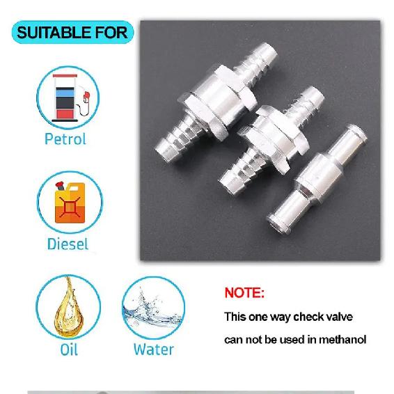 1Pcs Non-Return One Way Check Valve,Aluminium Alloy Fuel Hose Check Valve Control Accessories for Petrol Diesel Fuel Oil Water